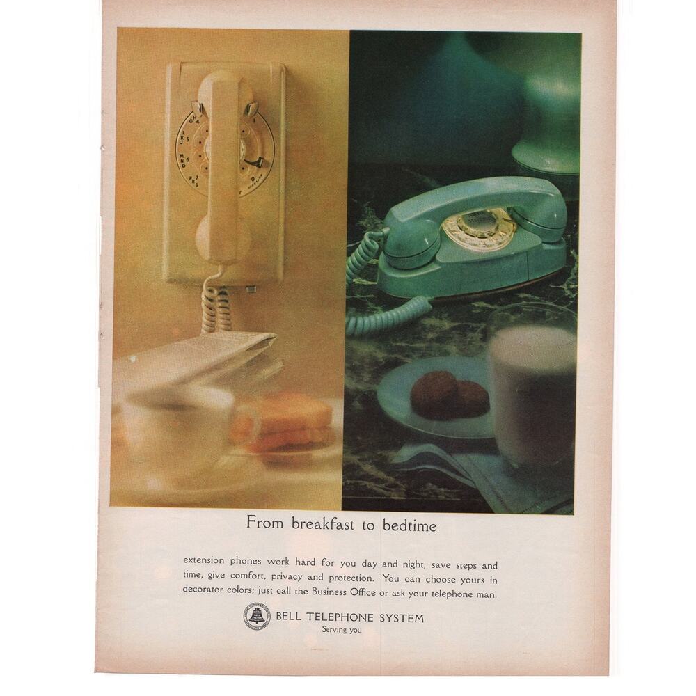 Bell Telephone System Advertisement Vintage 1964 Breakfast Bedtime Communication